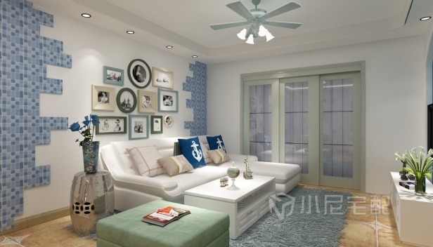 90㎡/兩室一廳一衛(wèi)/地中海