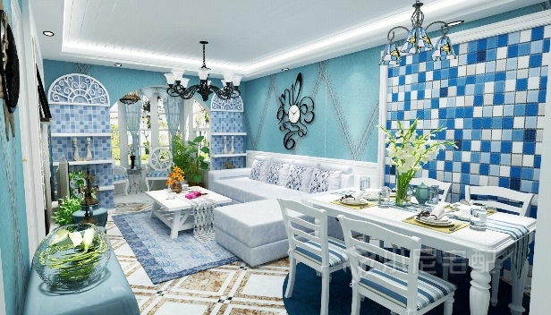 90㎡/兩室兩廳一衛(wèi)/地中海